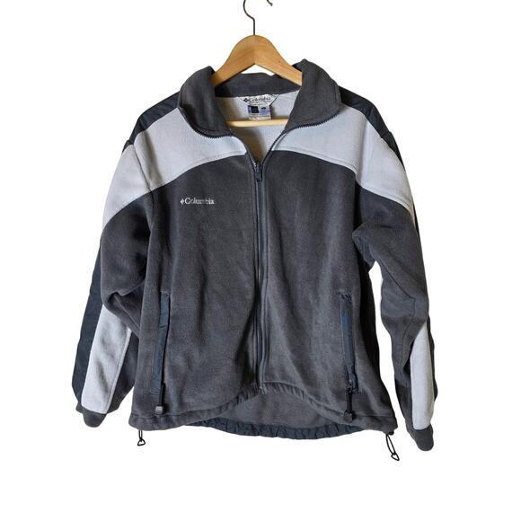 COLUMBIA Gray Black Active Outdoor Sporty Pullover Fleece Jacket SZ M - Picture 1 of 6